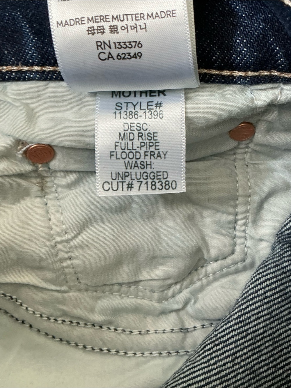 MOTHER SUPERIOR Jeans Mid-Rise Full-Pipe Flood Fray Unplugged Blue Size 29 - Picture 14 of 16